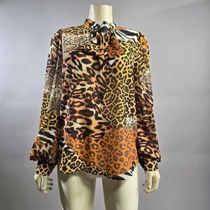 Fashion Nova Small Leopard Print Long Sleeve Women's Top R7